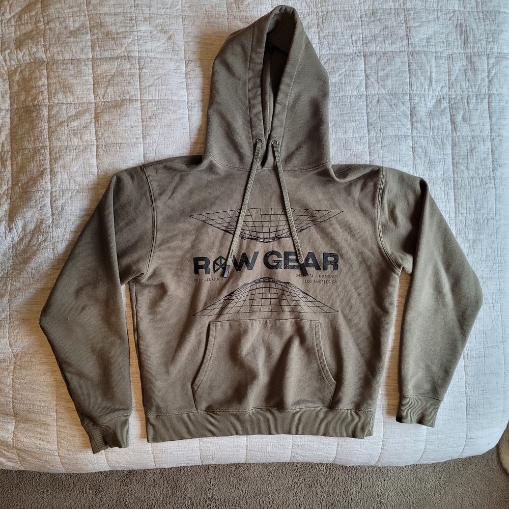 Rawgear Men's Olive Gym Workout Matrix Hoodie Cotton Size Small